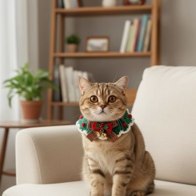 Collier Chat | Confortable et festif en tissu motifs Noël - Chicetchat