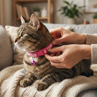 Collier Chat | Tissu ajustable - Monminouchat