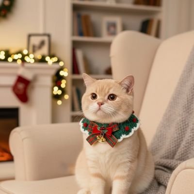 Collier Chat | Confortable et festif en tissu motifs Noël - Chicetchat
