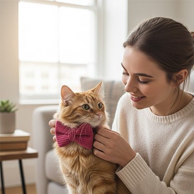 Collier Chat | Nœud papillon amovible et sa clochette dorée - Monminouchat