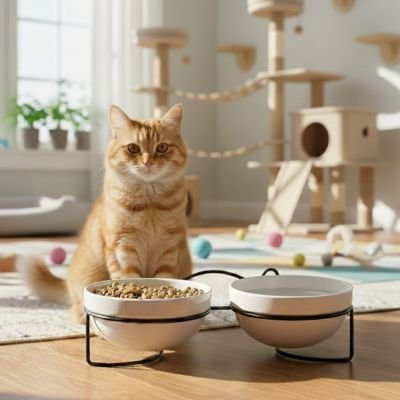 Gamelle chat surélevée 