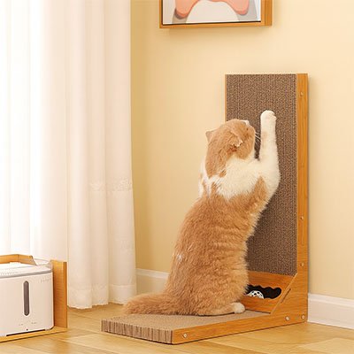 Griffoir Chat | Design en carton ondulé et cadre en bois - Chicetchat