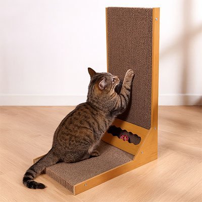 Griffoir Chat | Design en carton ondulé et cadre en bois - Chicetchat